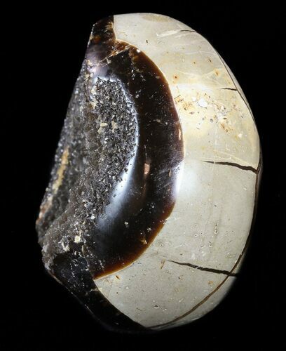 Septarian Dragon Egg Geode - Black Crystals #58777